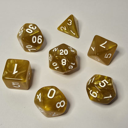 Golden Amber Zar Seti – DND, RPG Dice Seti