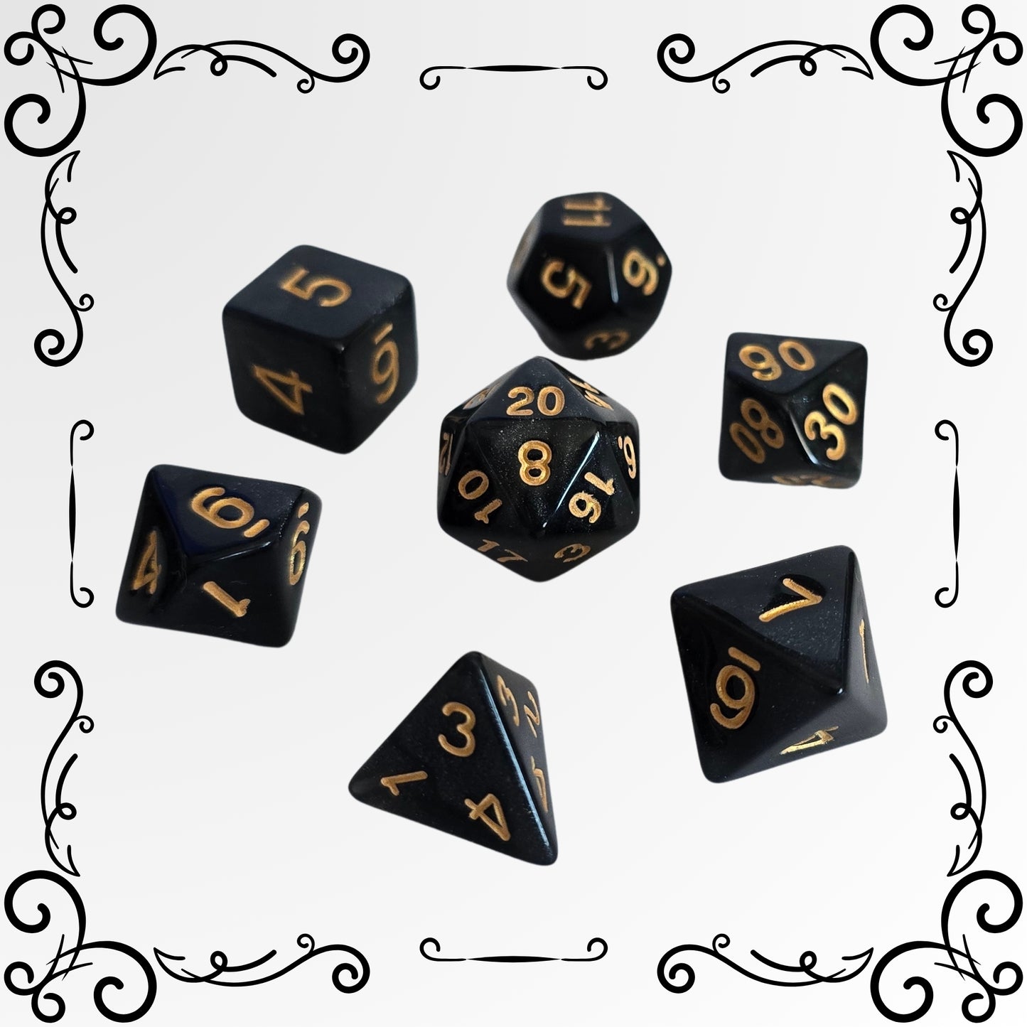 Obsidian Night FRP Zar Seti – DND, RPG Dice Set