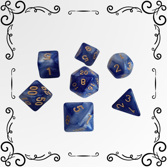 Moonlit Sapphire FRP Zar Seti – DND, RPG Dice Set