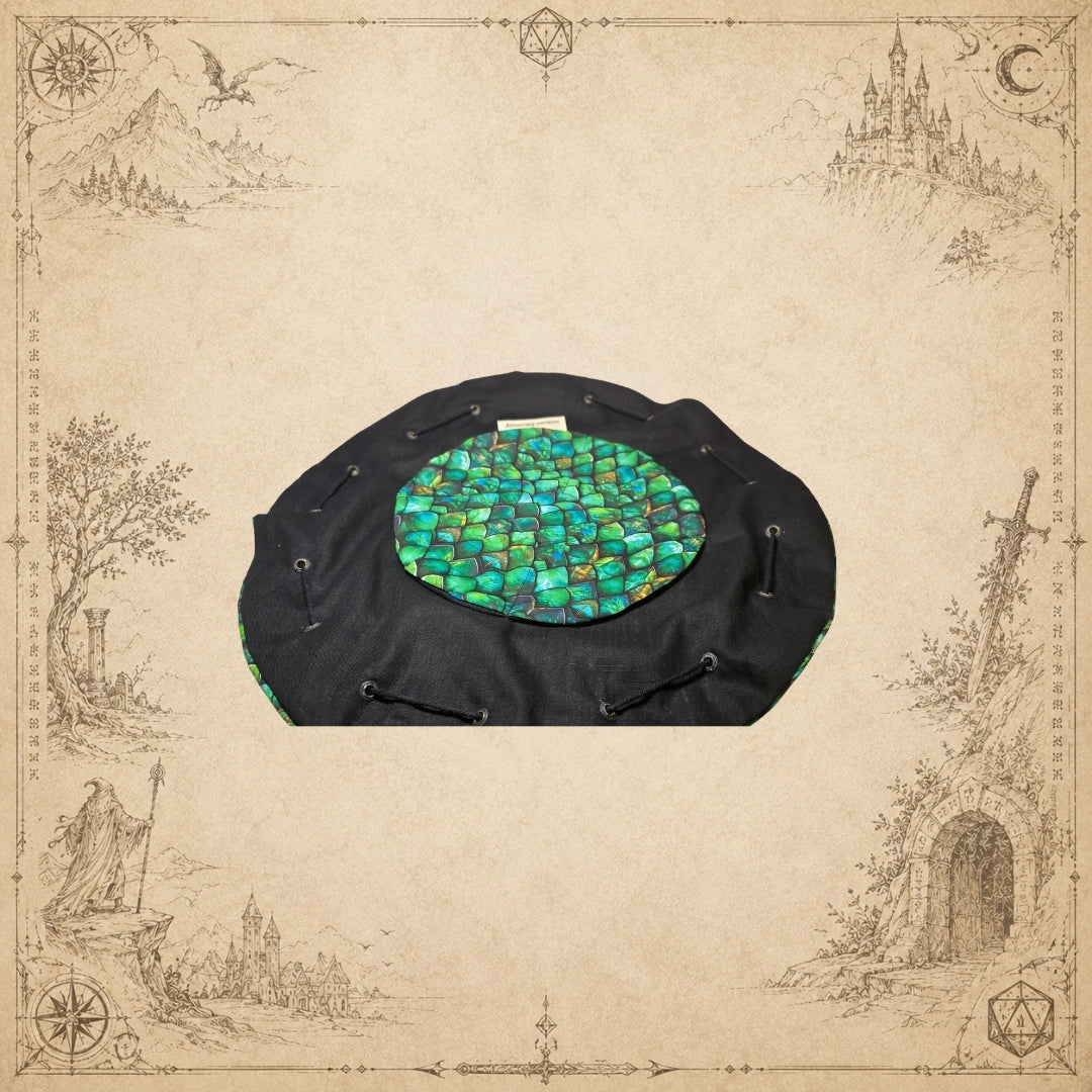 Dragon Scale Dice Bag – Emerald Bölmeli Zar Kesesi