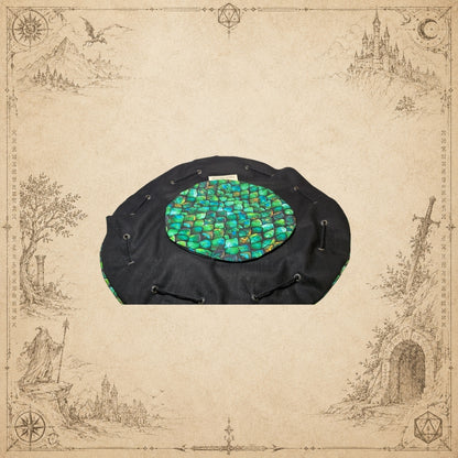 Dragon Scale Dice Bag – Emerald Bölmeli Zar Kesesi