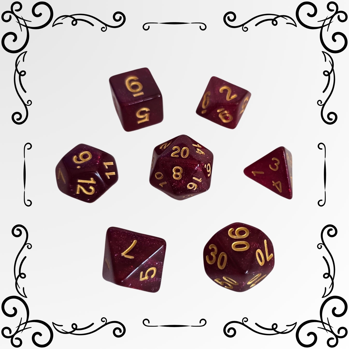 Crimson Velvet FRP Zar Seti – DND, RPG Dice Set