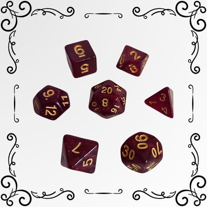 Crimson Velvet FRP Zar Seti – DND, RPG Dice Set
