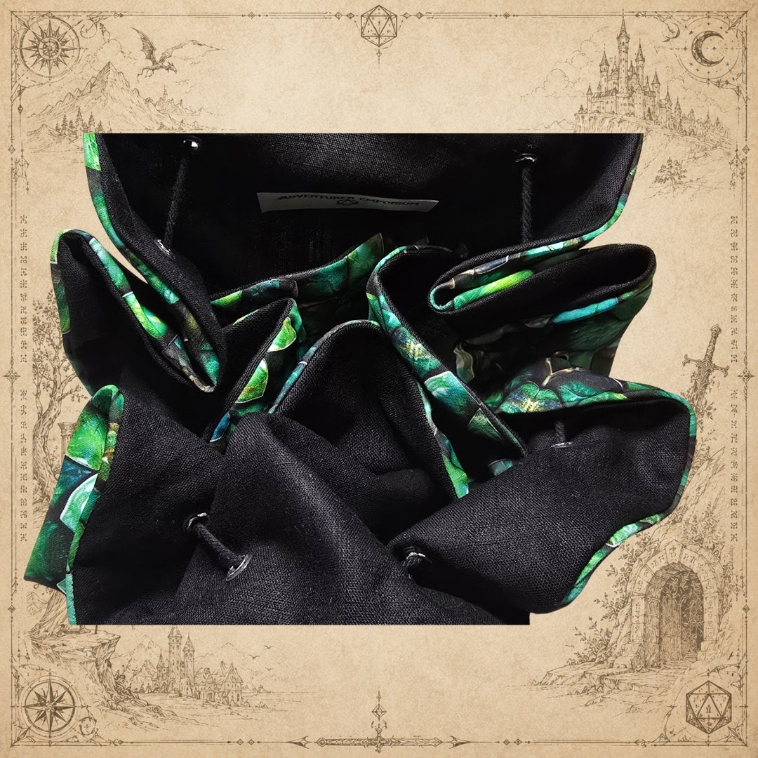 Dragon Scale Dice Bag – Emerald Bölmeli Zar Kesesi