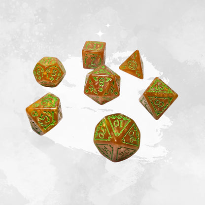 Pumpkin Hex Frp Zar Seti –  DND, RPG Dice Set
