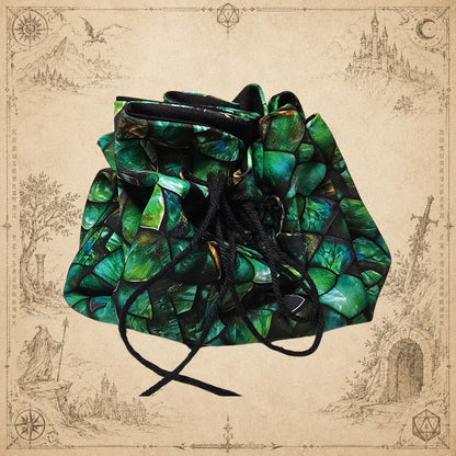 Dragon Scale Dice Bag – Emerald Bölmeli Zar Kesesi