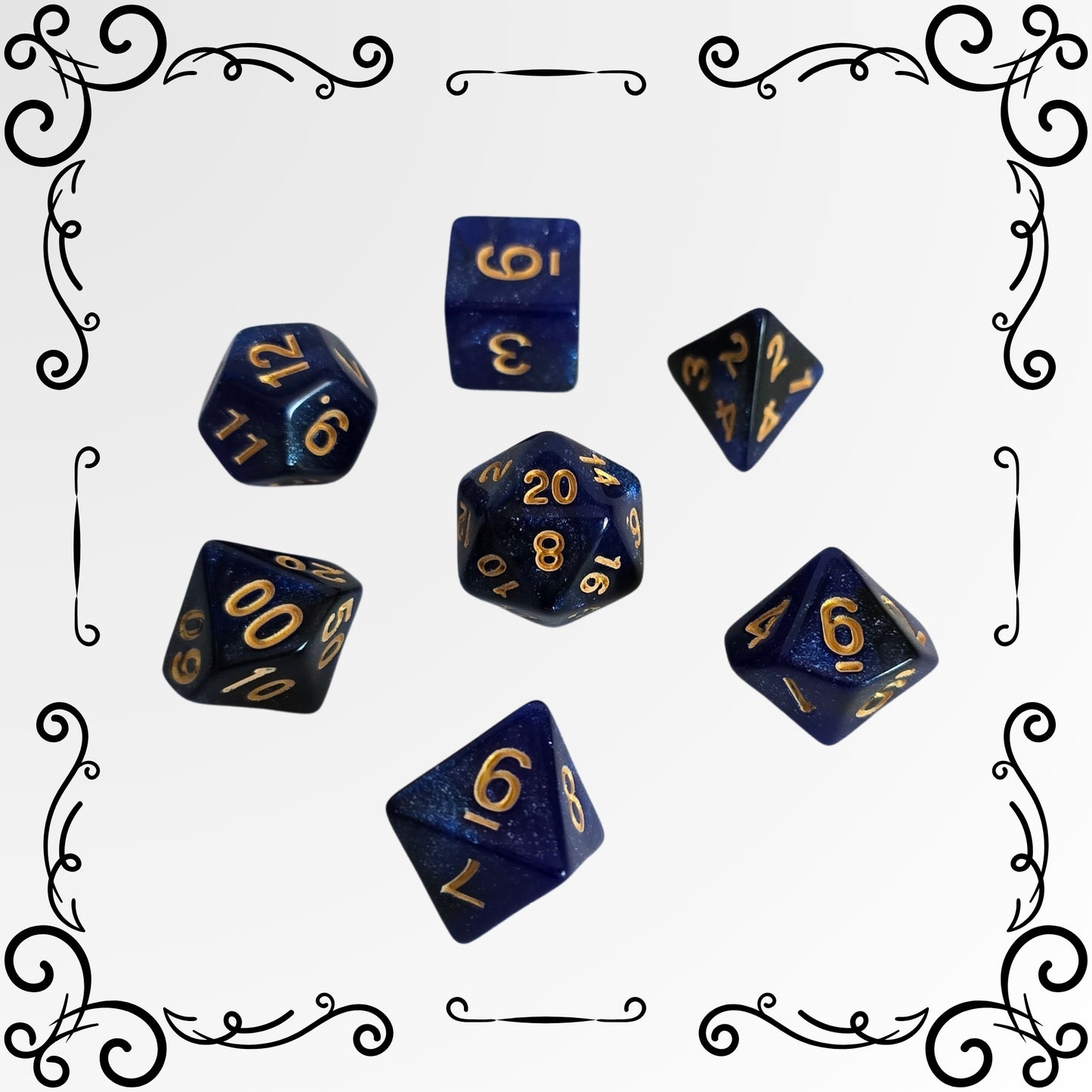 Midnight Sapphire FRP Zar Seti – DND, RPG Dice Set