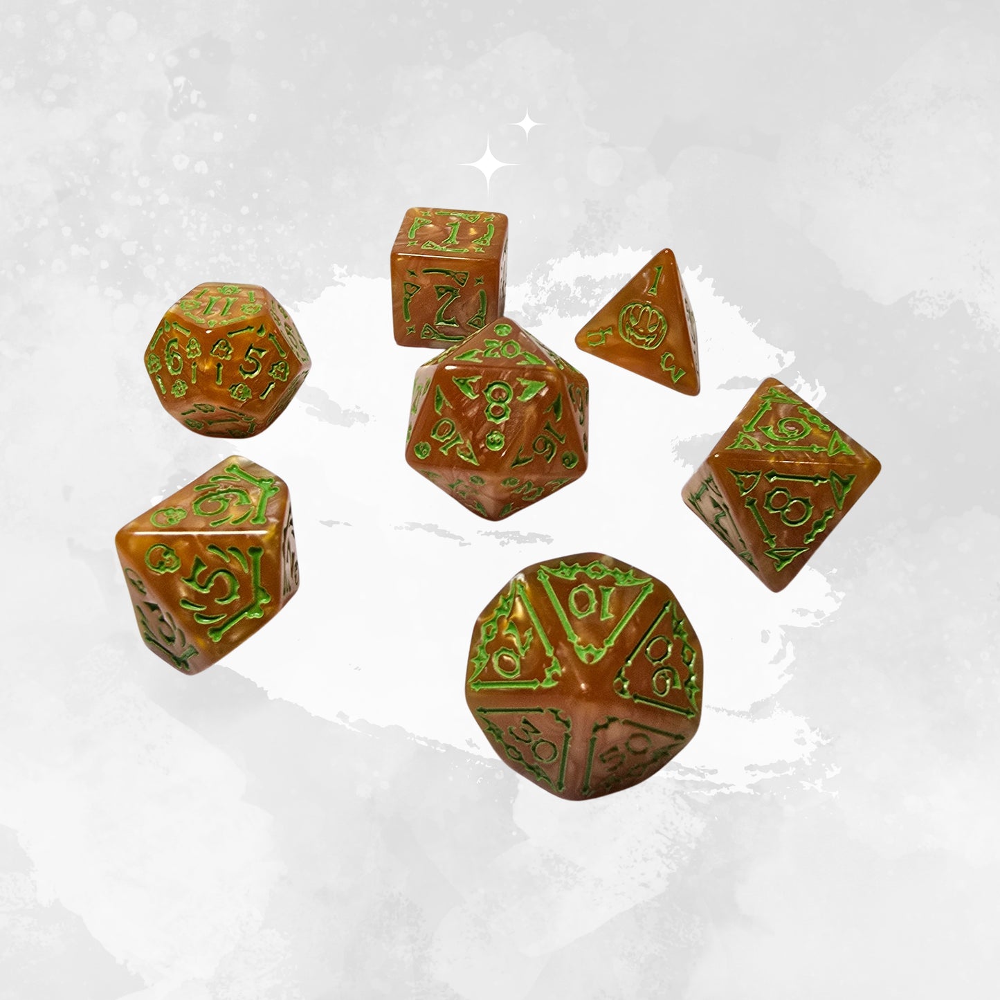 Pumpkin Hex Frp Zar Seti –  DND, RPG Dice Set