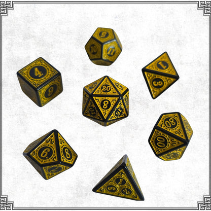 Altın Rünler Zar Seti - DND, RPG ve FRP Masaüstü Oyun Zarları