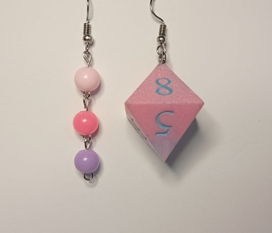 Pastel Mor Pembe D8 Zar Küpe Seti