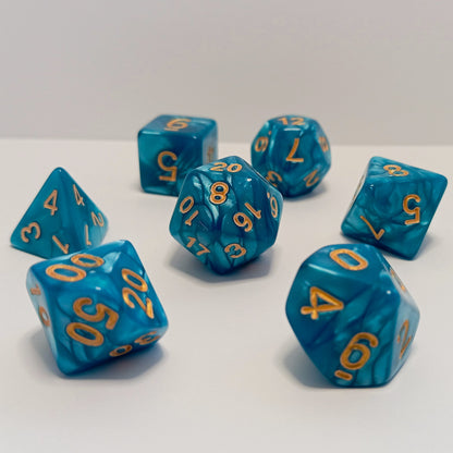 Okyanus Parıltısı  Zar Seti - DND, RPG ve FRP Masaüstü Oyun Zarları