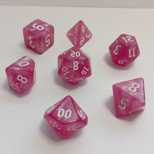 Pembe İnci Zar Seti - DND, RPG ve FRP Masaüstü Oyun Zarları