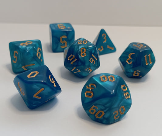 Mistik Turkuaz Zar Seti - DND, RPG ve FRP Masaüstü Oyun Zarları