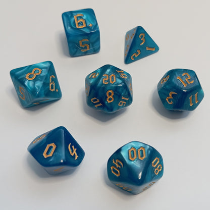 Mistik Turkuaz Zar Seti - DND, RPG ve FRP Masaüstü Oyun Zarları