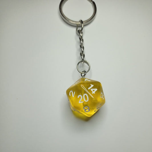 Sarı d20 Zar Anahtarlık