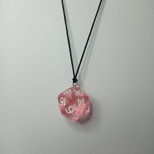 Pembe D20 Zar Kolye