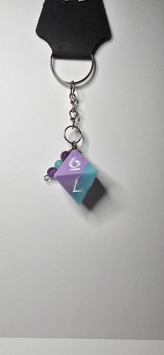 Mor Pastel d8 Anahtarlık
